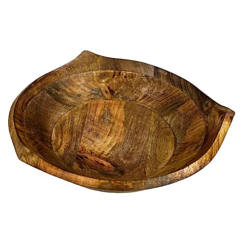 Large 29cm Hand-Carved Mango Wood Bowl – Natural Grain, Decorative Fruit/Storage Bowl, Unique Design, Premium Quality for Any Kitchen | Amazon (UK)