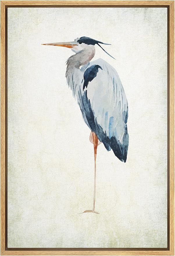 wall26 - Framed Canvas Wall Art - Heron Bird - Wild Animal- Gallery Wrap Modern Home Art | Ready ... | Amazon (US)