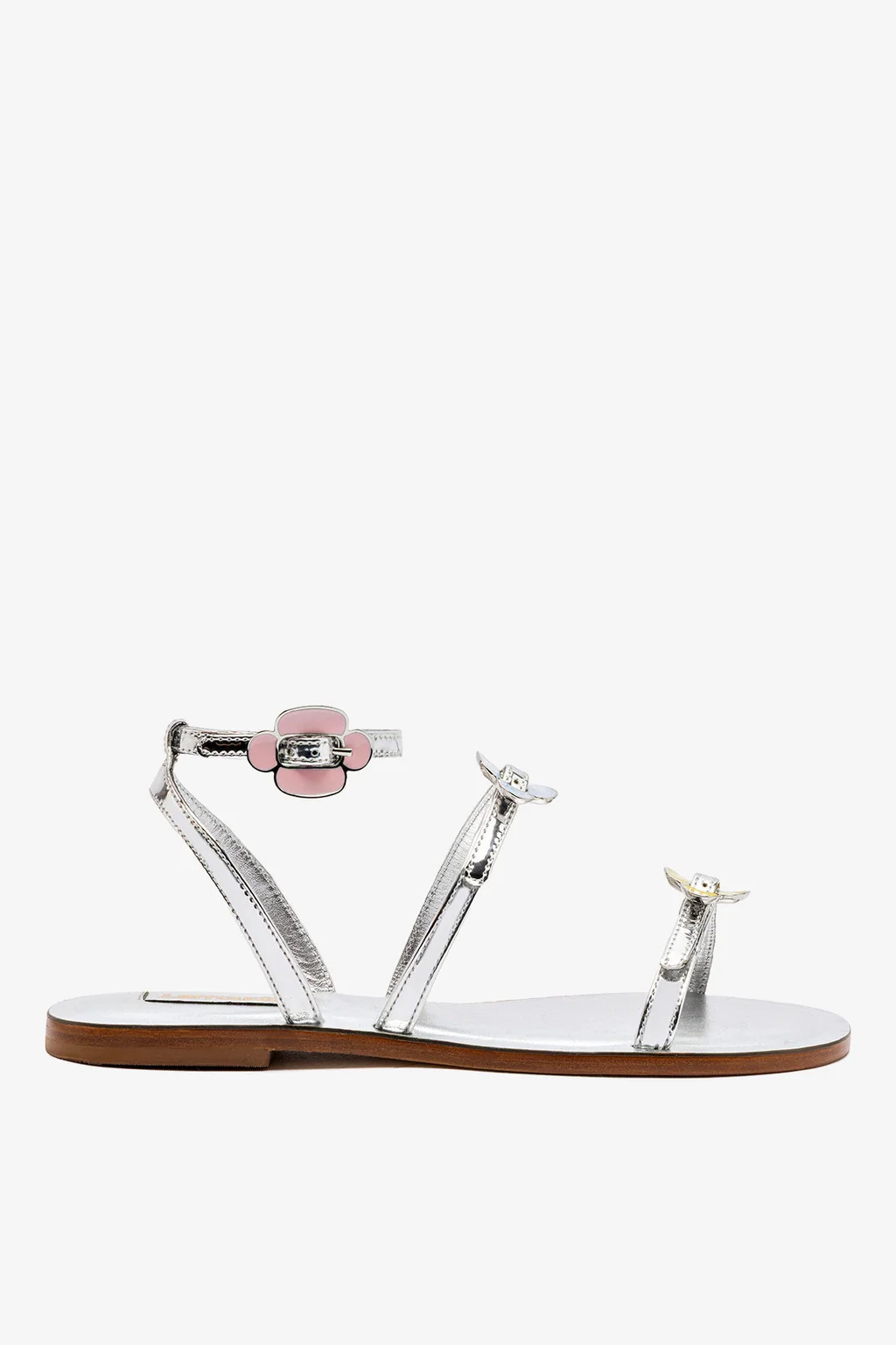 Tinx Flat Sandal In Silver Specchio | Larroude