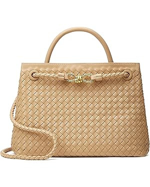 Woven Bag for Women Crossbody Handbag: Vegan Leather Small Tote Purse Trendy Shoulder Handbag Bow... | Amazon (US)