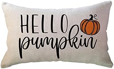 Hello Pumpkin Throw Pillow Covers Autumn Fall Decor Pumpkin Pillow Case Farmhouse Decorative Rect... | Amazon (US)