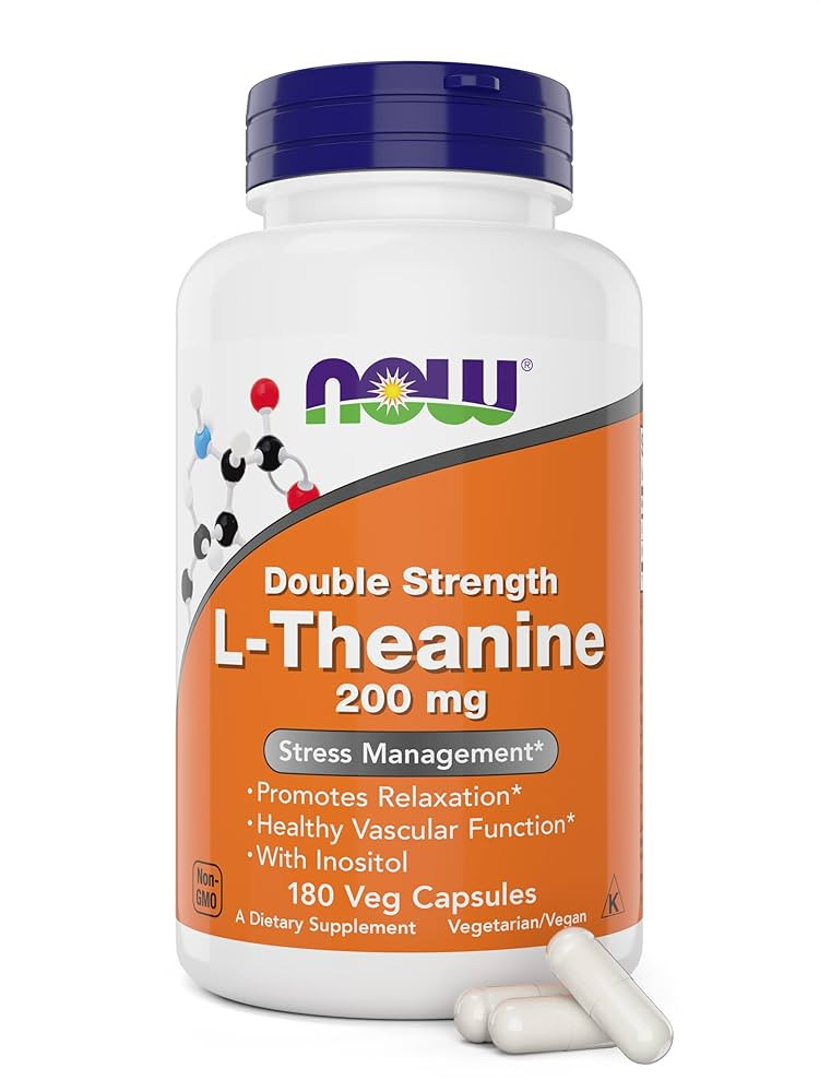 NOW Foods L-Theanine, Double Strength 200 mg Per Cap - 180 Veg Capsules - Enhanced with 100mg Ino... | Amazon (US)