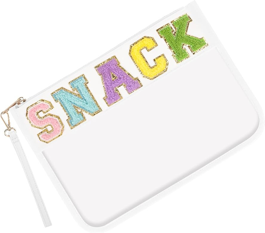 Iqimott Letter Clear Bag, Letter Travel Beach Snack Makeup Bag for Women Girls, Snack-White, Lett... | Amazon (CA)