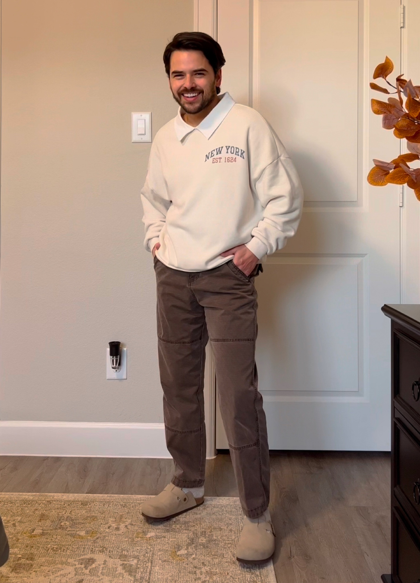 Casual pullover with workwear pants and clogs | Fall outfit ideas | holiday outfits | thanksgiving outfit ideas | 

#LTKSeasonal #LTKmens #LTKHoliday