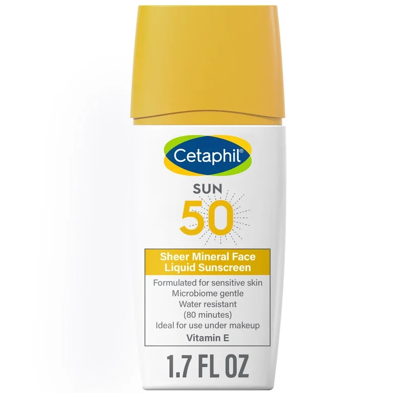 Cetaphil Sheer 100% Mineral Liquid Sunscreen for Face, Broad Spectrum SPF 50, 1.7 oz - Walmart.co... | Walmart (US)