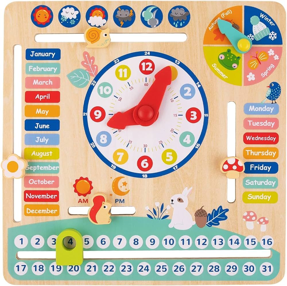 TOOKYLAND Montessori Educational Wooden Learning Toys Kids Daily Calendar My Calendar Clock Woode... | Amazon (US)