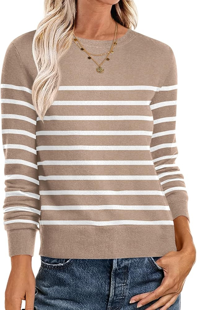 ANRABESS Sweaters for Women Long Sleeve Lightweight Crewneck Soft Basic Knit Loose Fit Pullover T... | Amazon (US)