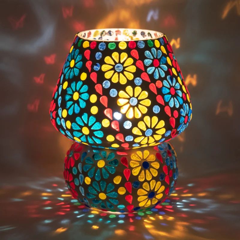 6.75" Floral Lighted Art Glass Novelty Lamp | Wayfair North America