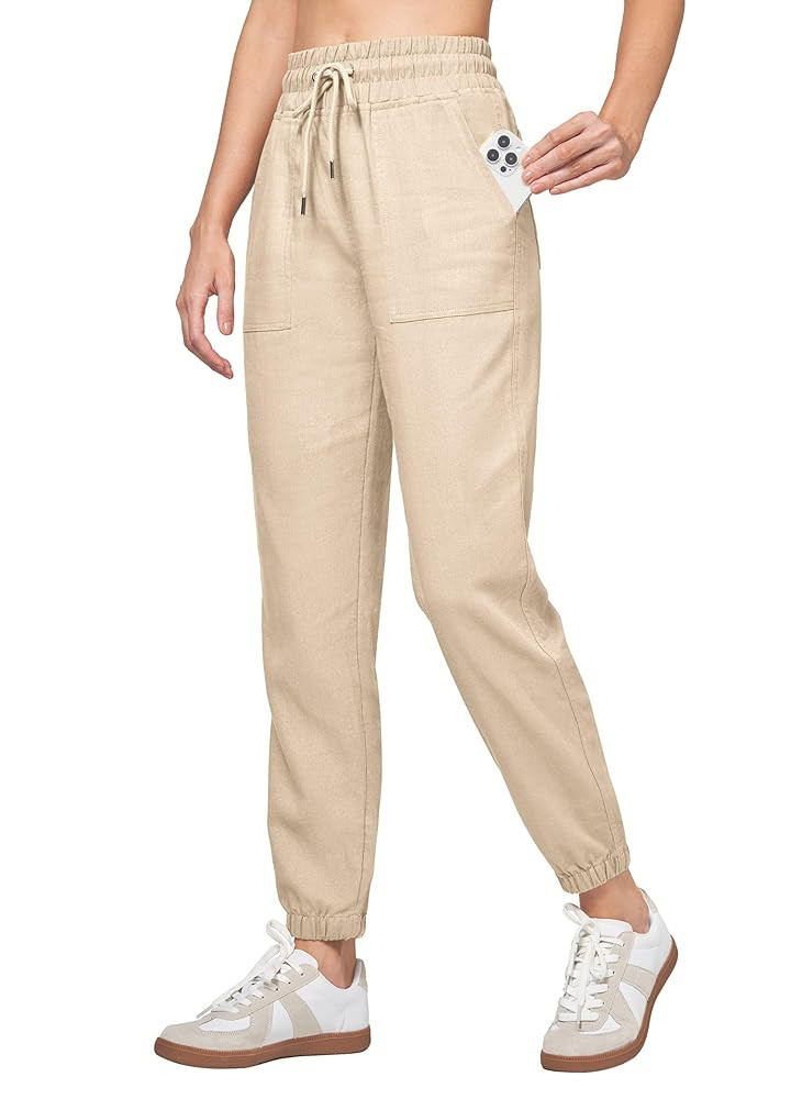 Willit Women Linen Pants Joggers Casual Lightweight Lounge Cotton Linen Travel Beach Summer Pants... | Amazon (US)