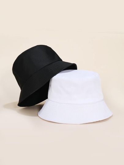 2pcs Solid Bucket Hat | SHEIN