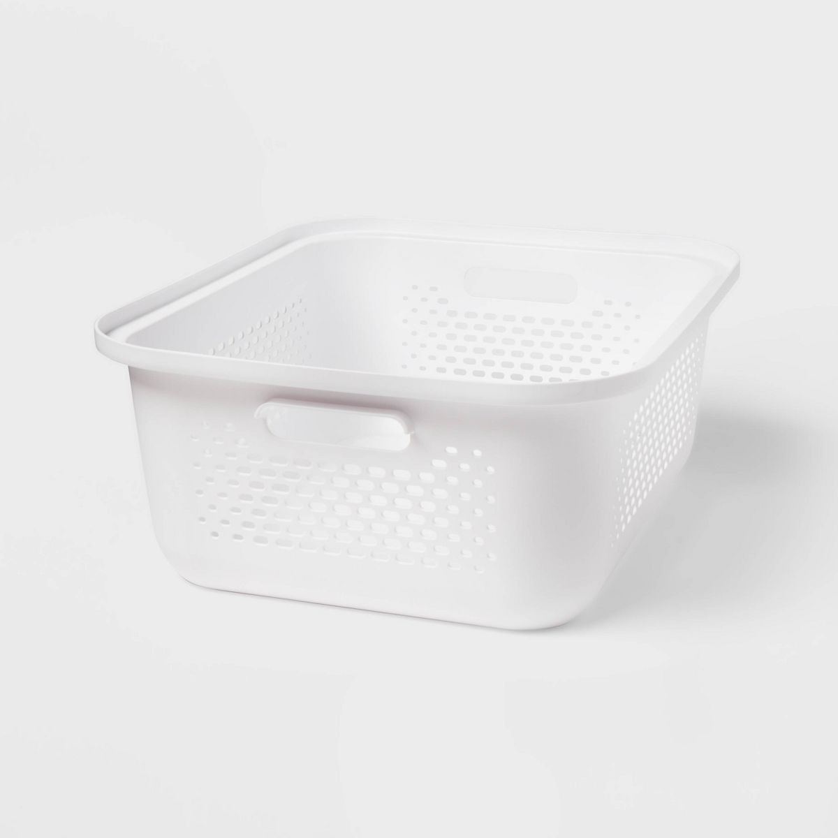 Small Decorative Plastic Bin with Cutout Handles White - Brightroom™ | Target