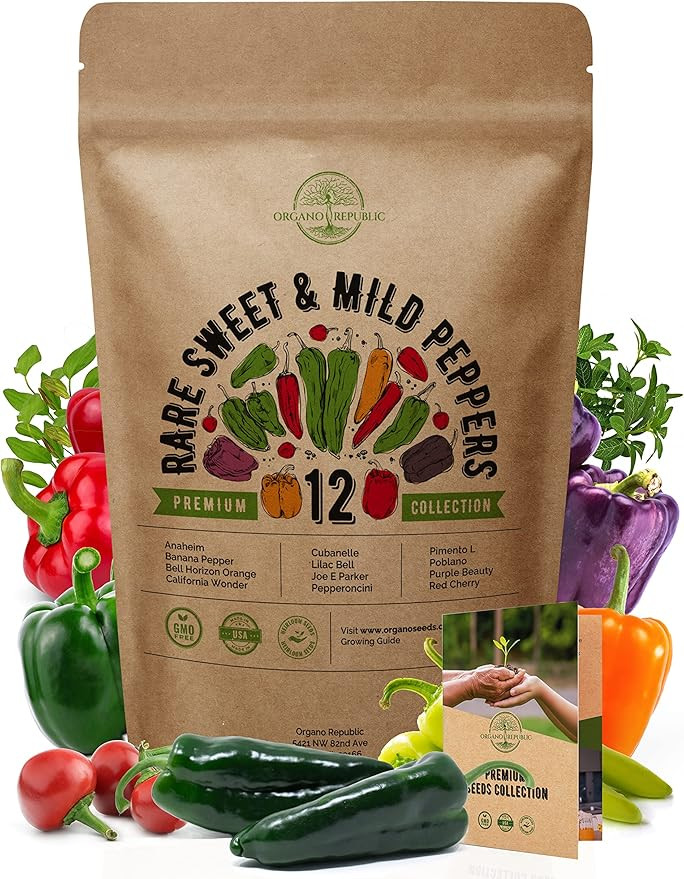 12 Rare Sweet & Mild Pepper Seeds Variety Pack for Planting Indoor & Outdoors. 600+ Non-GMO Peppe... | Amazon (US)