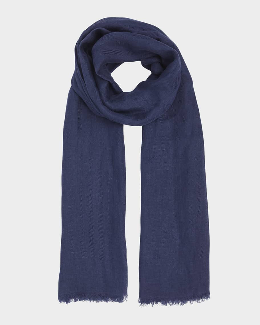 Loro Piana Jacquard Blue Linen & Silk Stole | Neiman Marcus