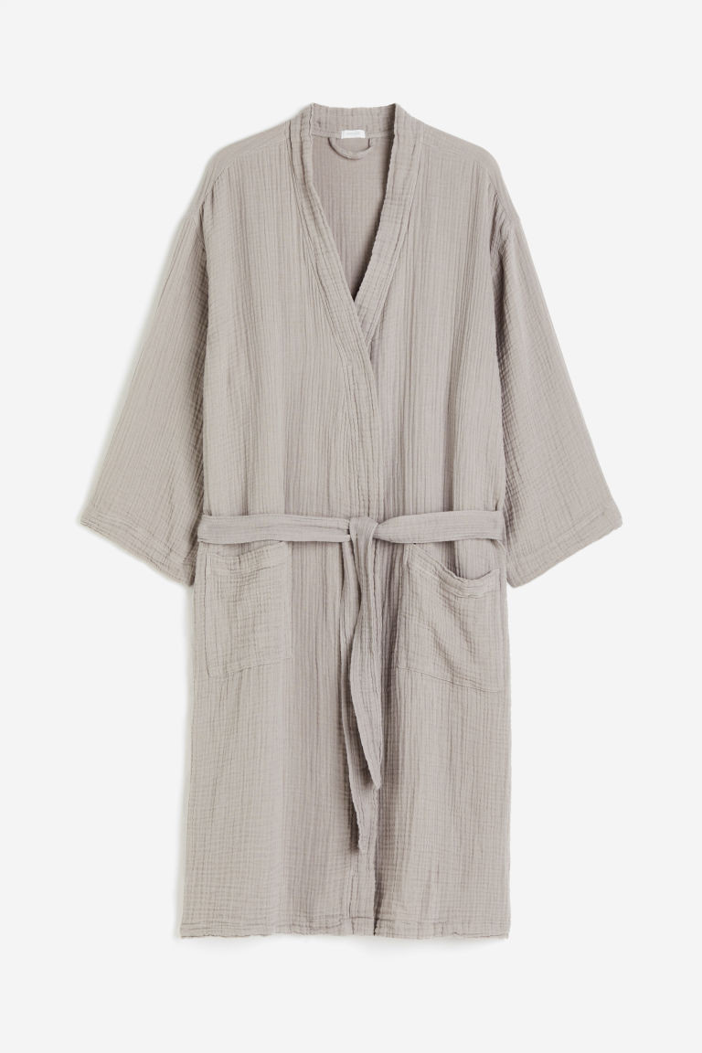 H & M - Muslin Bathrobe - Brown | H&M (US + CA)