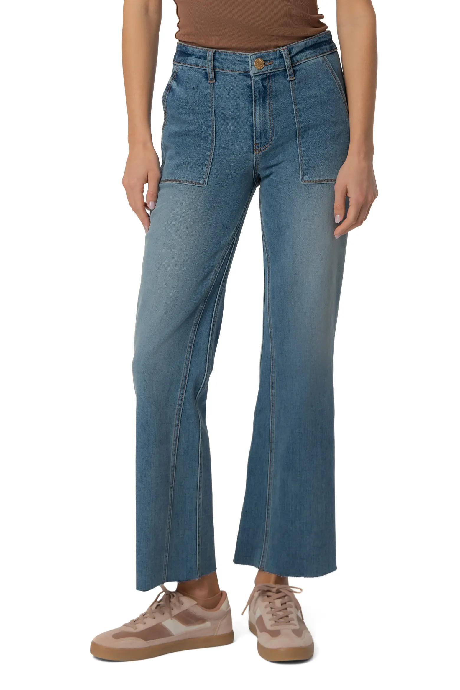 KUT from the Kloth Kelsey High Waist Raw Hem Kick Flare Jeans (Women) | Nordstrom | Nordstrom