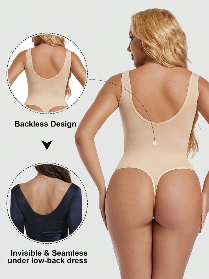 1pc Seamless Body Shaper With Micro Shaping And Low Back, Belly Control | SHEIN