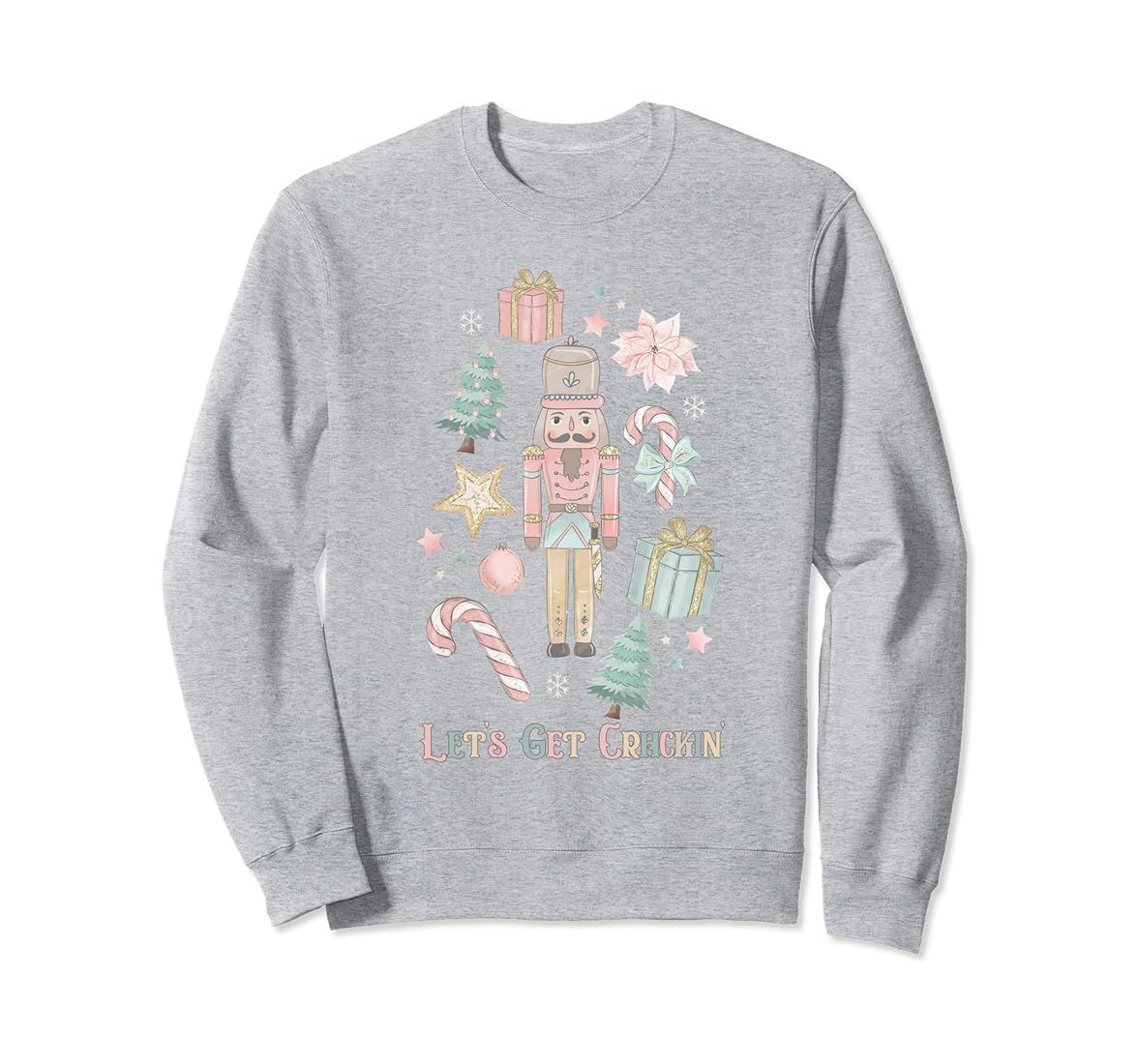 Let's Get Crackin' Christmas Nutcracker Pink Xmas Holiday Sweatshirt | Amazon (US)