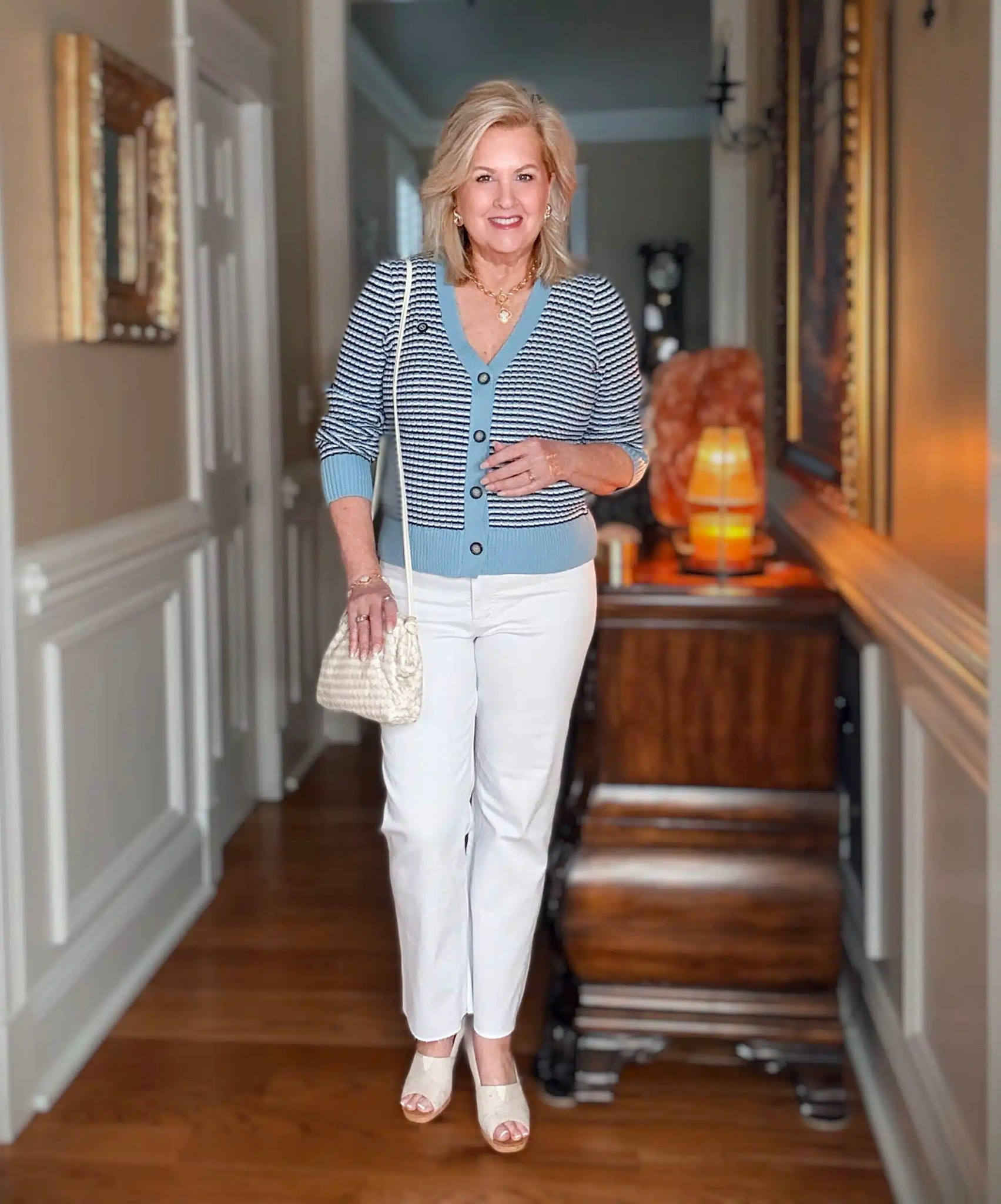 Another great everyday outfit from Nordstrom! This striped cardigan is a size large and it comes in 3 other colors. My white jeans are a size 8. 

#LTKootd #LTKOver40 #LTKWorkwear
