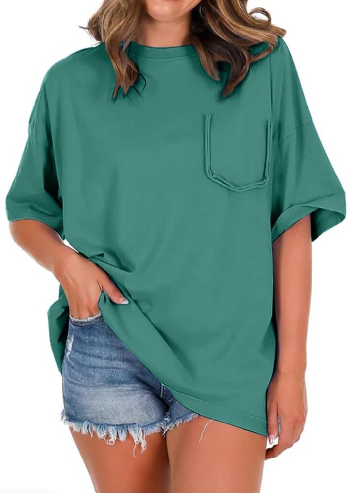 Imily Bela Womens Oversized T Shirts Crew Neck Short Sleeve Summer Casual Tee Tops | Amazon (US)