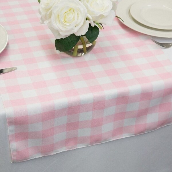 Polyester Table Runners 14 x 72 Pink and White Gingham | Bed Bath & Beyond