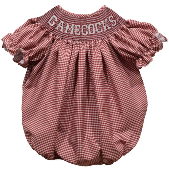 South Carolina Smocked Maroon Gingham Short Sleeve Girls - Etsy | Etsy (US)