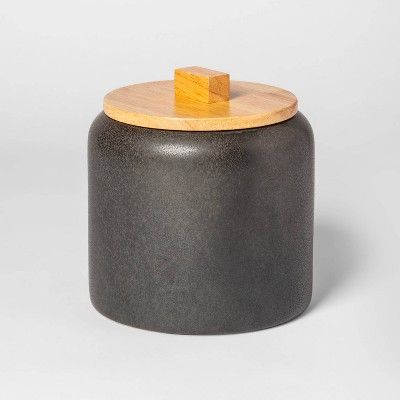 89oz Stoneware Tilley Food Storage Canister with Wood Lid Black - Project 62™ | Target