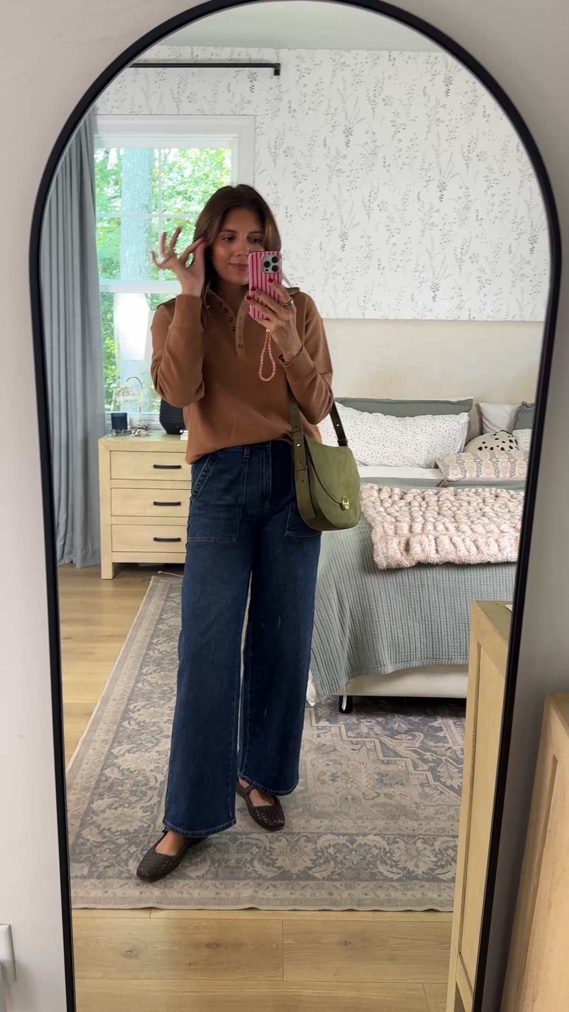 LOVING this Walmart outfit for fall! Thermal Henley, dark wash wide leg jeans and brown flats! I’m 5’7” in a size small or 4.

#LTKTall #LTKOver40