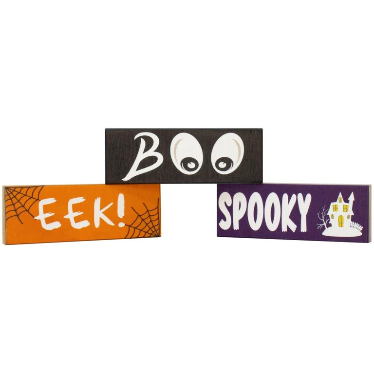 JennyGems Halloween Decor Halloween Tiered Tray Decor, Set of 3 Mini Wooden Block Signs, Boo Eek ... | Walmart (US)