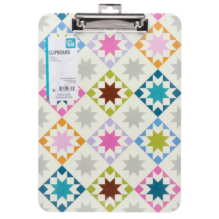 Pen+Gear Fashion Clipboard, Multicolor Geometric Quilt | Walmart (US)