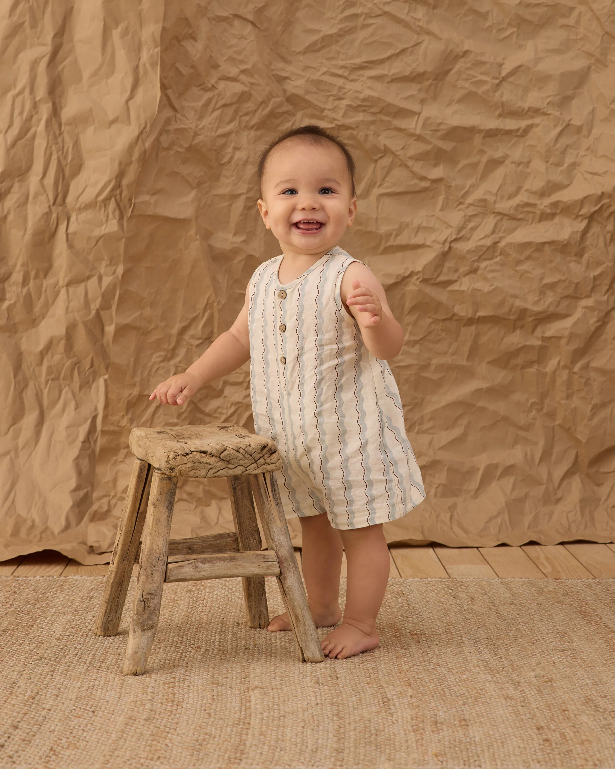 Mavrick Romper Wave Stripe | Rylee + Cru