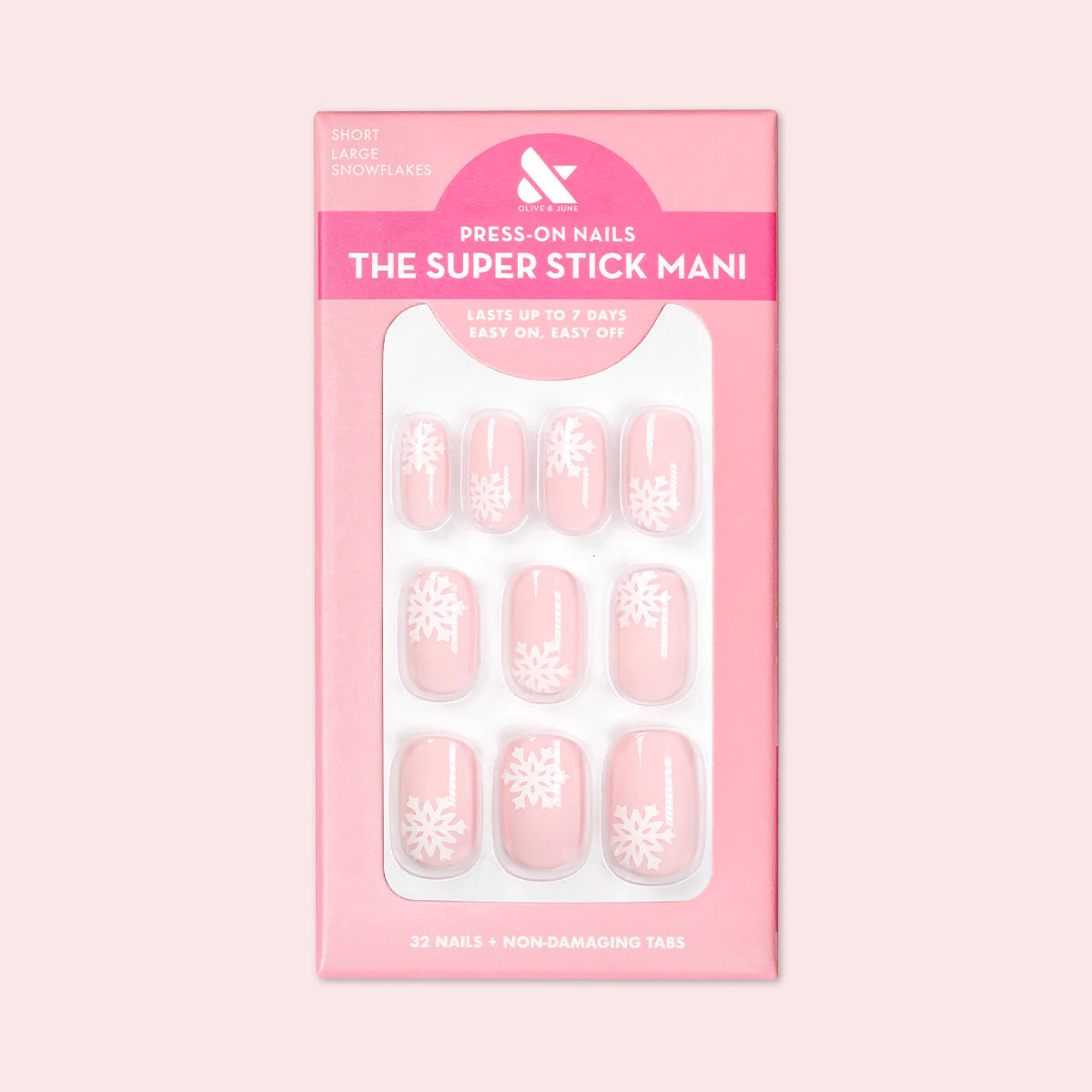 Large Snowflake | Short | Round - Tab Press-On | Olive & June