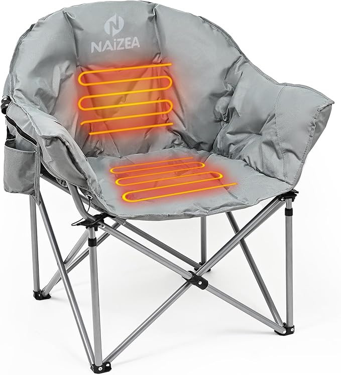 NAIZEA Heated Camping Chair, Patio Lounge Chairs with 3 Heat Levels, Portable Folding Camping Cha... | Amazon (US)