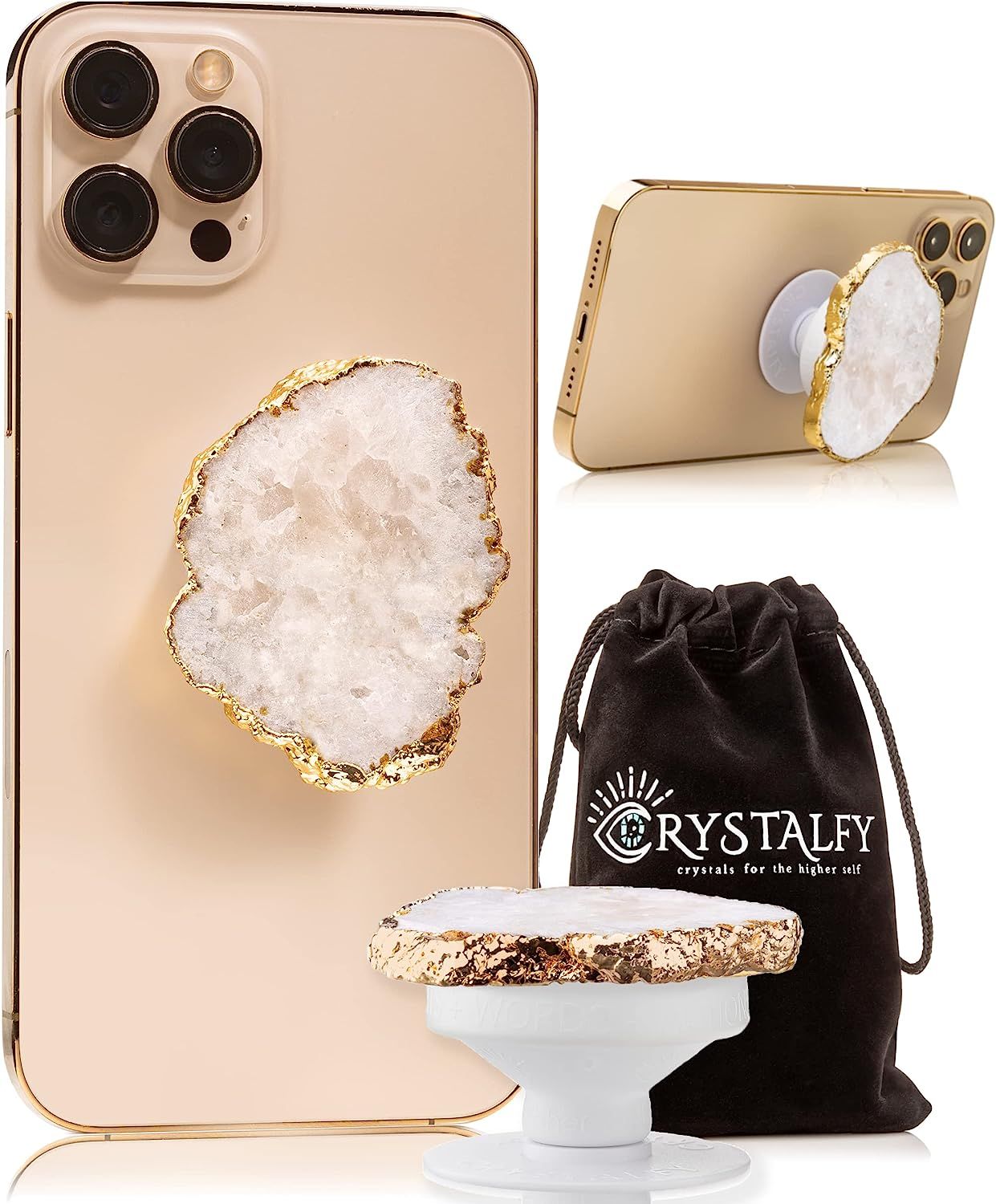 CRYSTALFY Crystal Phone Grip & Phone Stand: Authentic Natural Gemstone Swappable Top, Expandable ... | Amazon (US)
