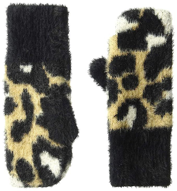Amazon Brand - Daily Ritual Women's Animal Print Fuzzy Knit Mittens, One Size | Amazon (US)