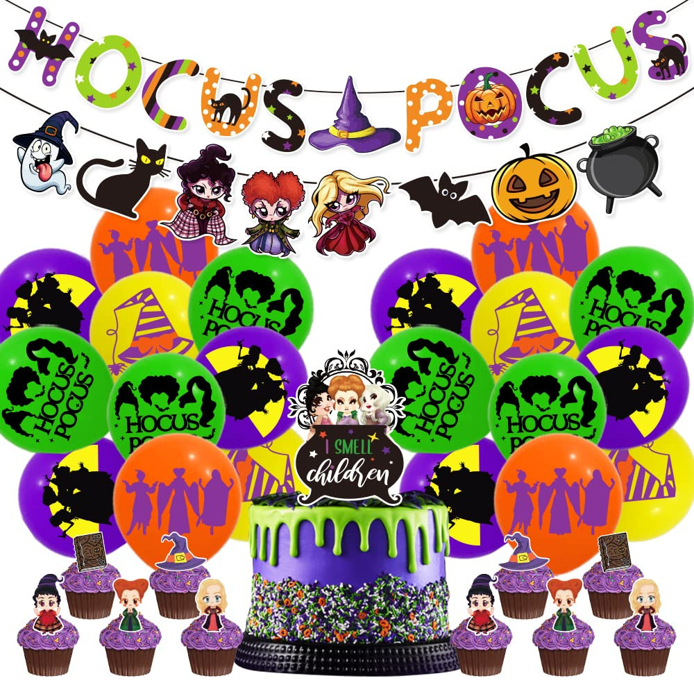 Amazon.com: Hocus Party Decorations Pocus Halloween Theme Party decor Supplies Set Include Banner, B | Amazon (US)