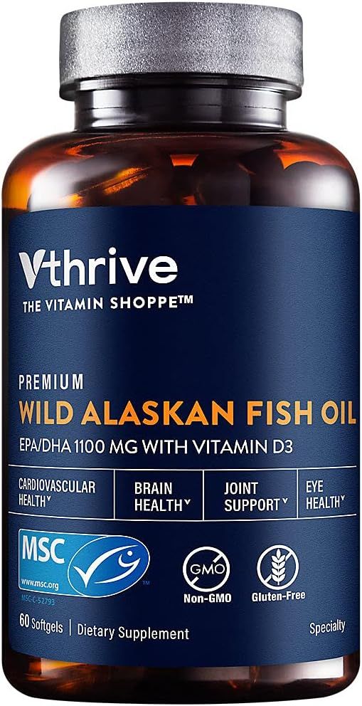 Premium Wild Alaskan Fish Oil with Vitamin D3 Supports Cardiovascular Health 1,375 DHA/EPA (60 So... | Amazon (US)