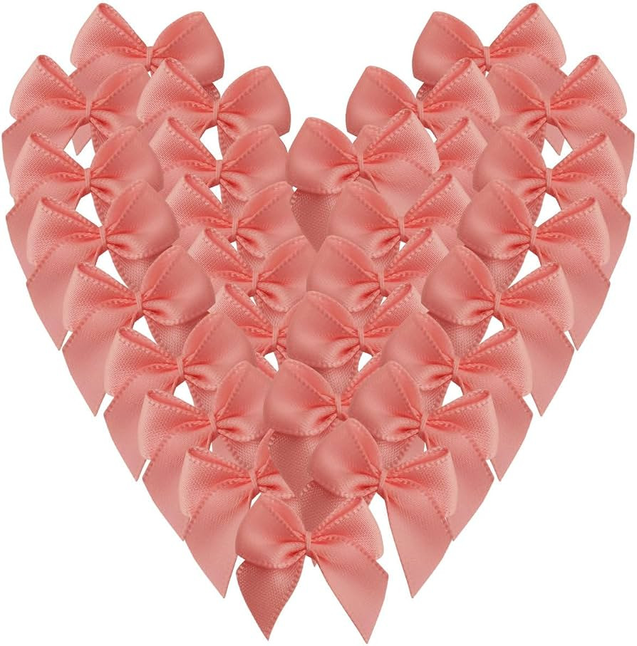 50pcs 1.2-Inch Mini Satin Ribbon Bows for Crafts Small Sweet Pink Bows for Baby Shower Decoration... | Amazon (US)