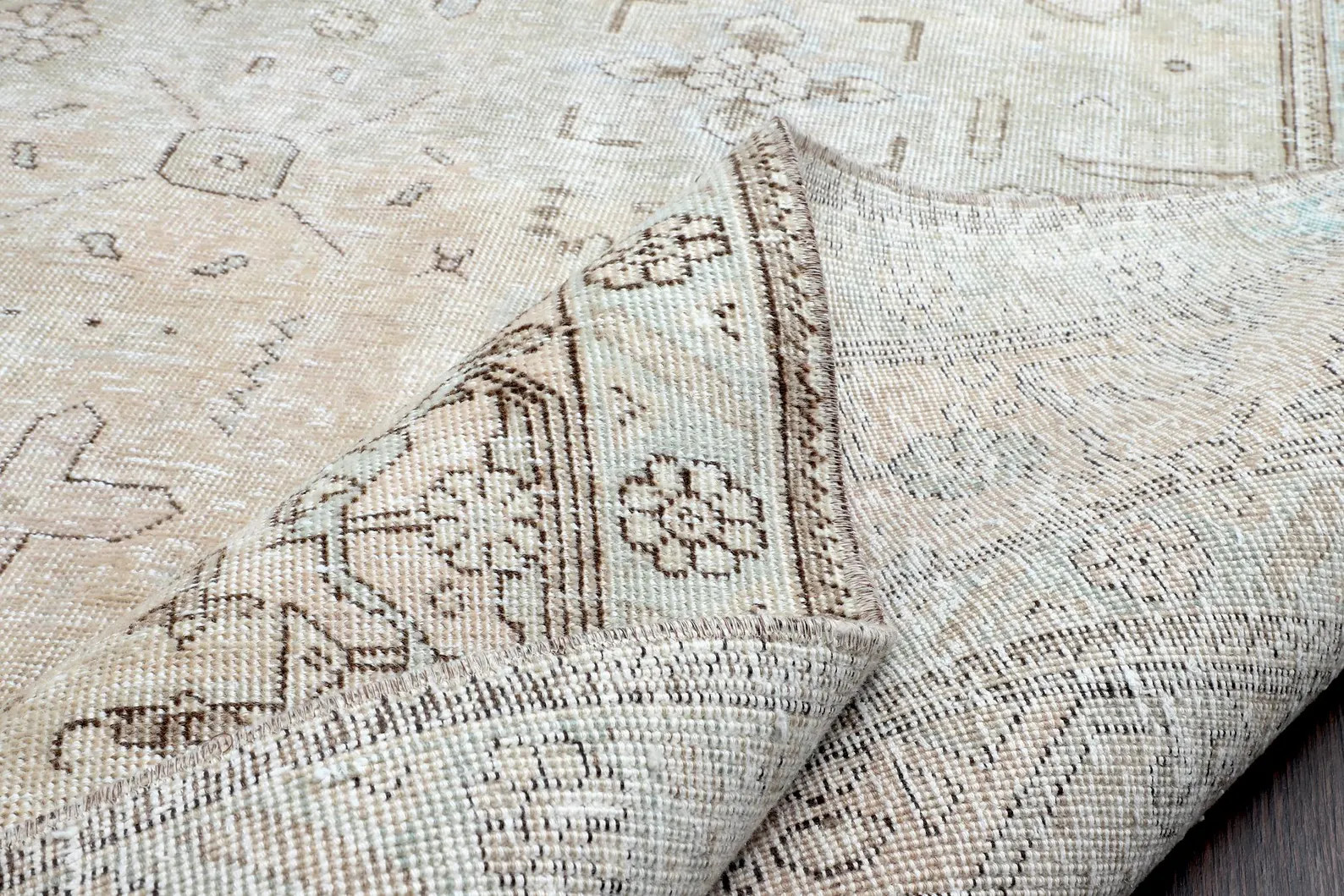 Large Wool Turkish Rug: Handwoven Beige, Blue & Pink, 9.6x12.7 ft | Etsy (US)