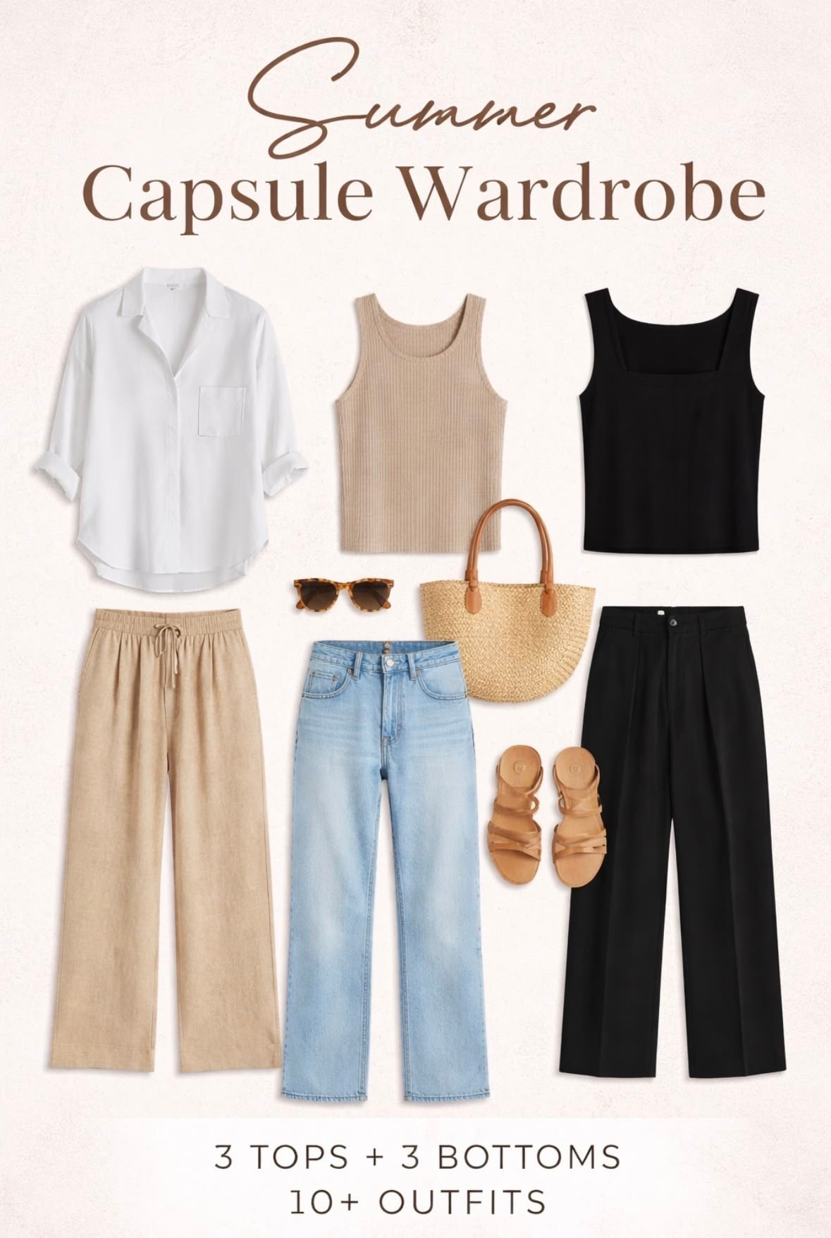 Summer Capsule Wardrobe 

Spring outfit, summer outfit, effortless casual look, elevated style, linen pants outfit, jeans outfit, travel wardrobe 

#LTKootd #LTKTravel #LTKOver40