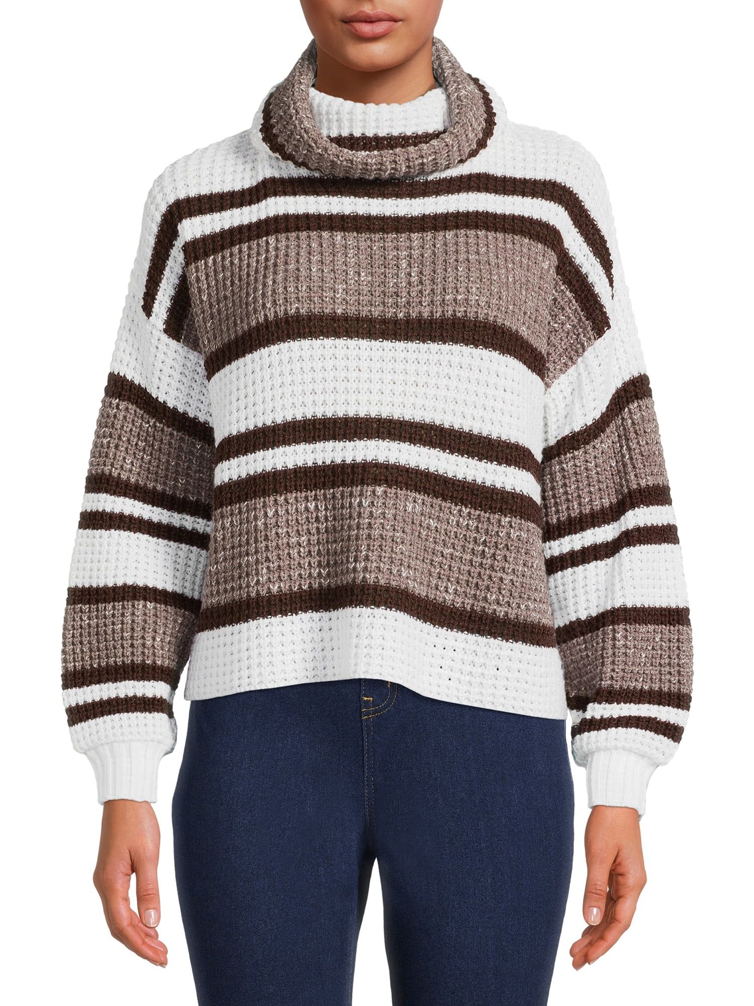 Time and Tru Women's Stripe Thermal Sweater | Walmart (US)