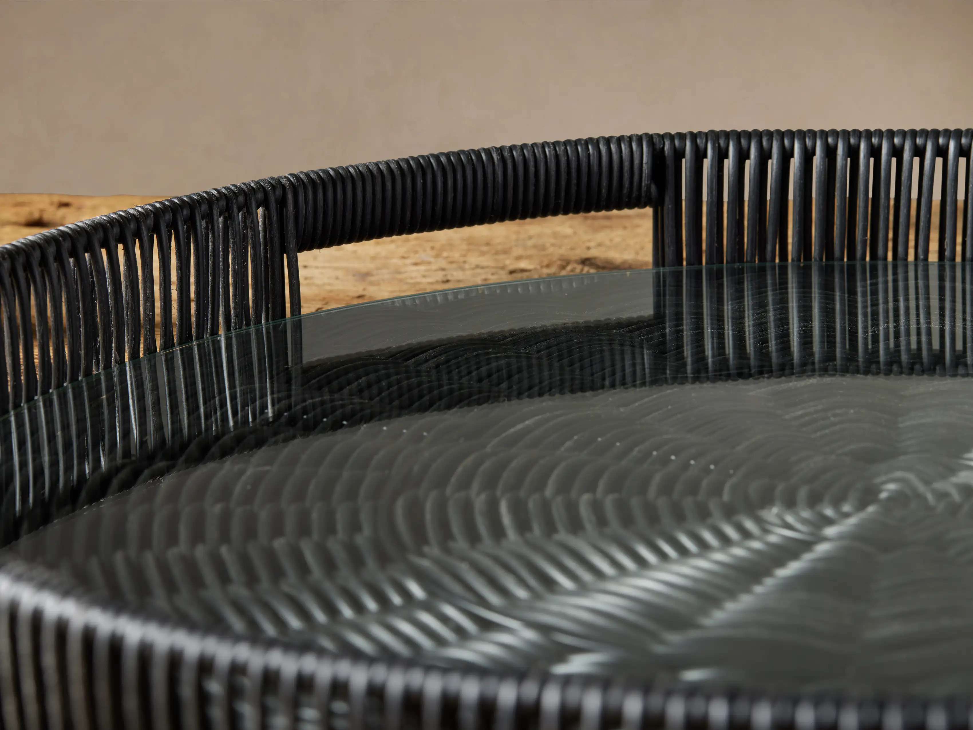 Malawi Round Tray in Black | Arhaus