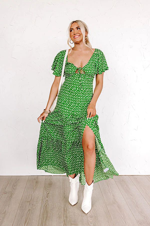 Iconic Crush Cut Out Maxi In Green | Impressions Online Boutique