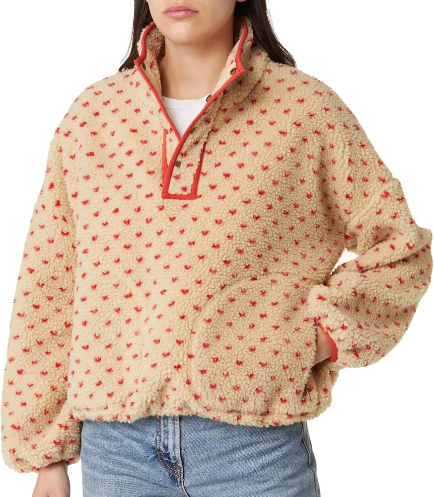 Womens Fleece Sweatshirt Half Zip Sherpa Pullover Jackets Warm Long Sleeve Vintage Hiking Coat wi... | Amazon (US)