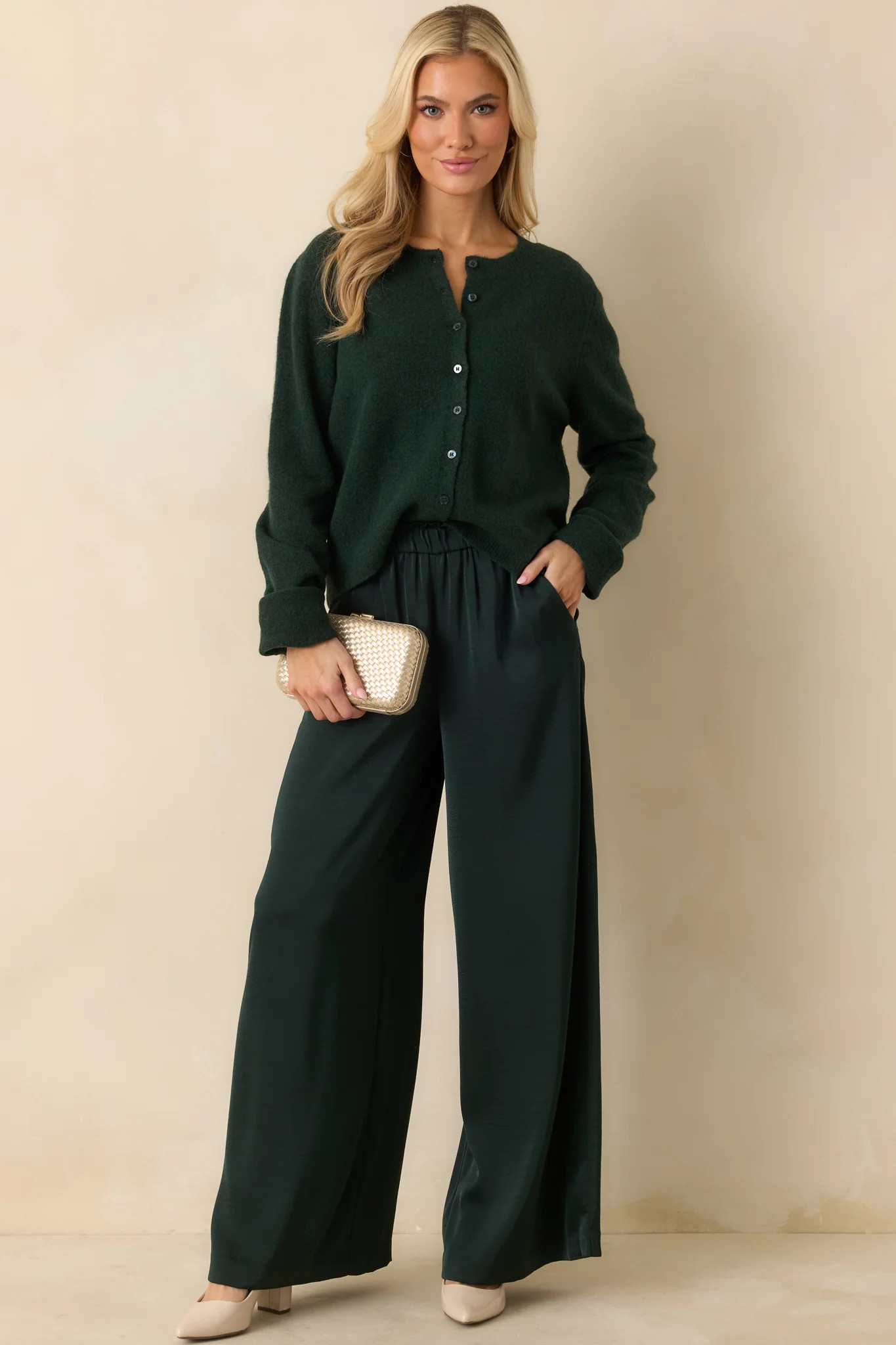 Z Supply Garland Green Medina Cozy Cardigan | Red Dress