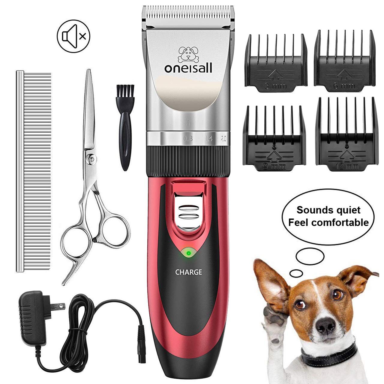 oneisall Dog Shaver Clippers Low Noise Rechargeable Cordless Electric Quiet Hair Clippers Set for... | Amazon (US)