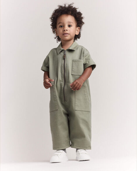 Toddler Day Out™ Cropped Jumpsuit - Olive | Carter's Inc