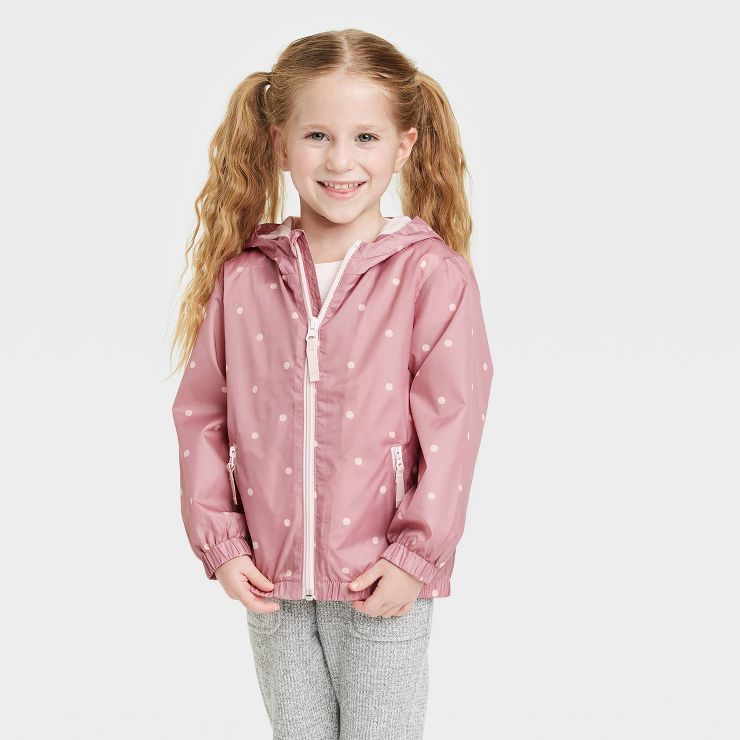 Toddler Girls' Polka Dot Windbreaker Jacket - Cat & Jack™ Pink | Target