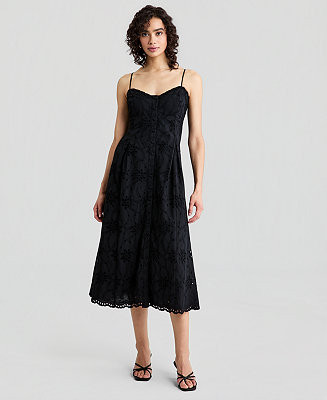 And Now This Women's Cotton Eyelet Back-Cutout Dress, Macy's Exclusive - Macy's | Macy's
