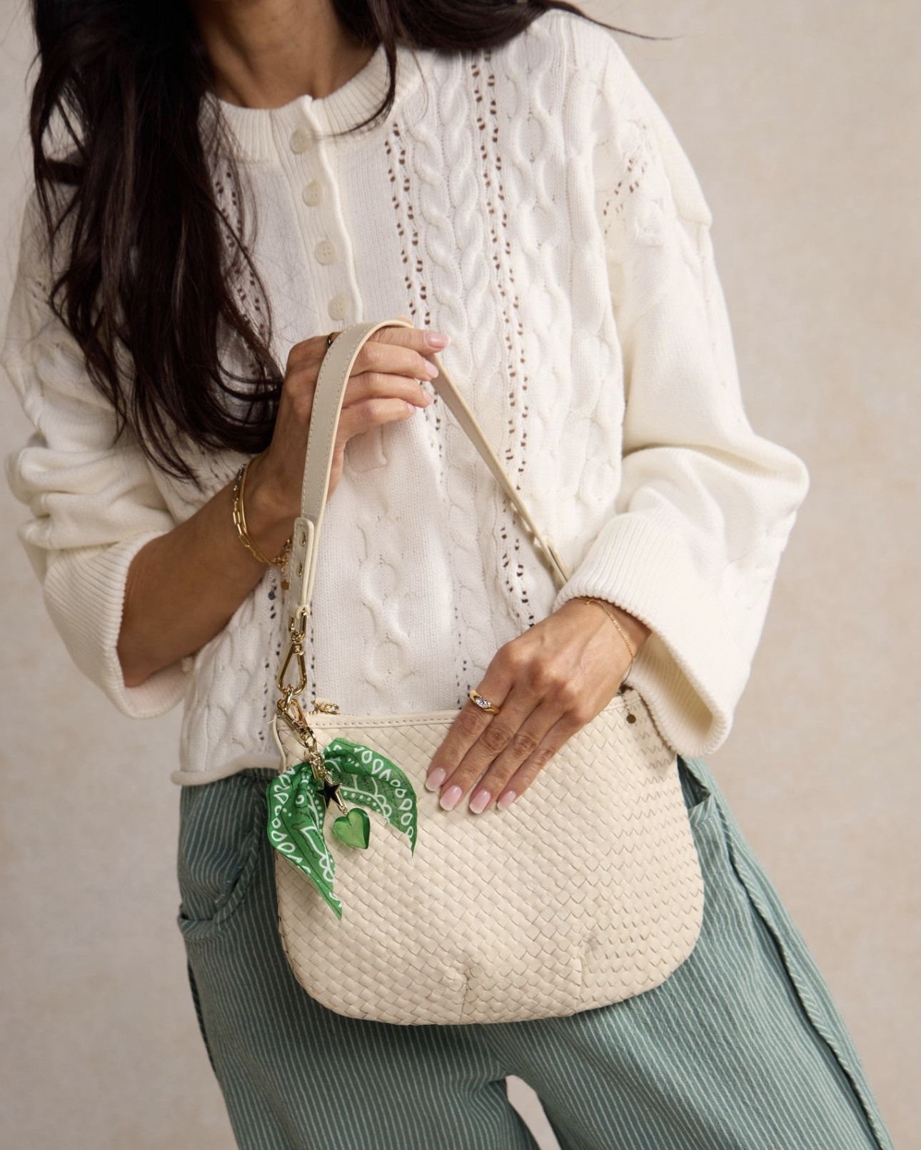 the cutest little purse paired with a bandana bag charm. these add just the right amount of personality and they come in lots of colors.  

 