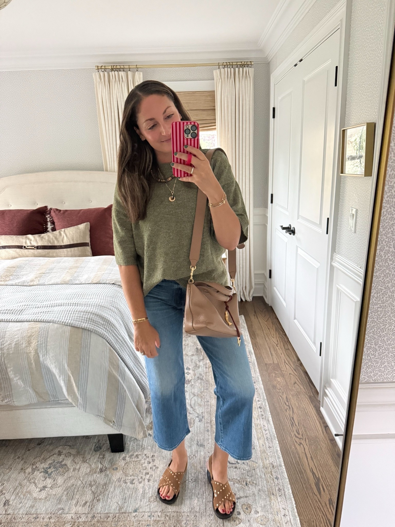 These @Quince barrel leg jeans are so good and under $50! True to size and come in a few washes (I have the black wash too!)